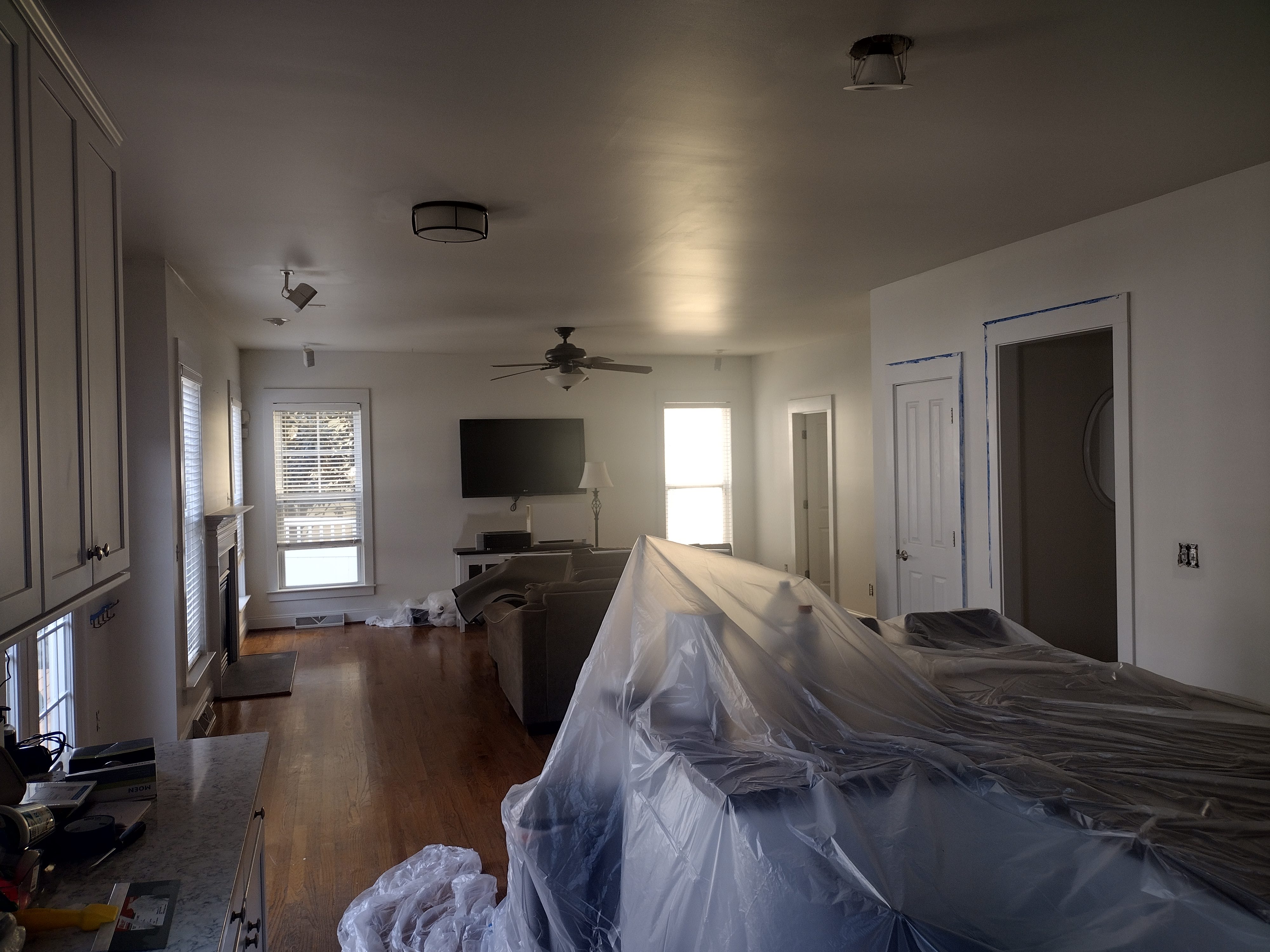 Door frames precisely masked for clean cut lines